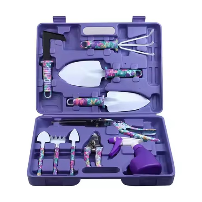 5/10 Pcs Gardening Tools Set with Carrying Case and Floral Print Ergonomic Handle Trowel Rake Weeder Pruner Shears Sprayer Gifts