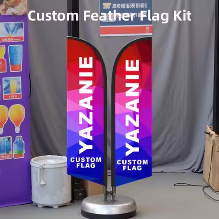 Custom Feather Flag with Pole Kit Cross Base Ground Spike Water Bag Carry Bag Advertising Beach Flag for Outdoor Business Events