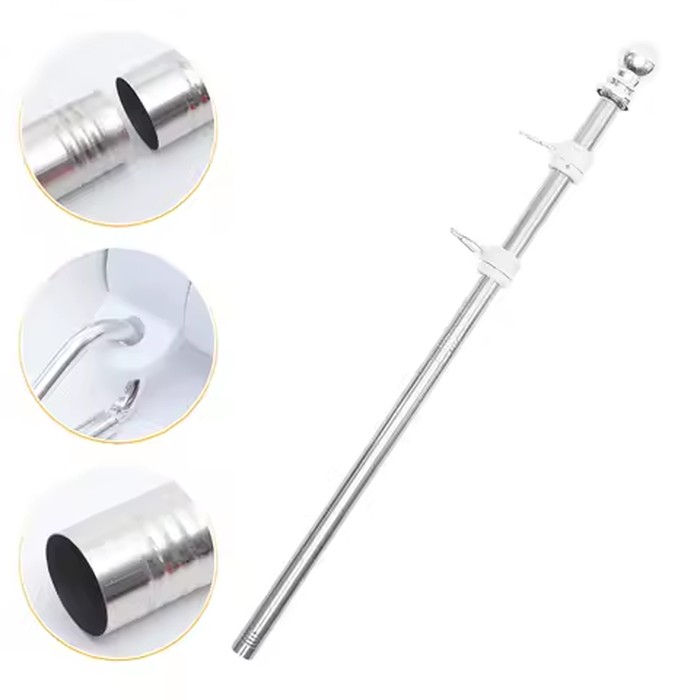 1Set Stainless Steel Flag Pole Kit Rustproof Outdoor Flagpole for Yard Garden Commercial Banner Free Rotation Anti-Winding