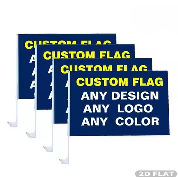 4pcs 2D FLAT Custom Polyester 30x45cm Car Flags with Plastic Flagpole, Multipurpose Window Polyester Flag Banner for Car Decor