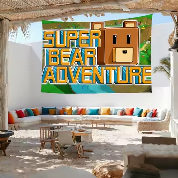 Game S-Super Bear A-adventure flag Durable Outdoor Indoor Patio Festive Decoration Classic Design Pole Wall Room Banner
