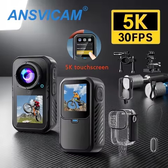 5K Thumb Action Camera 4K 60FPS Touch Screen Mini Waterproof Bodycam 6-Axis Stabilization Magnetic Motorcycle Sports Camera