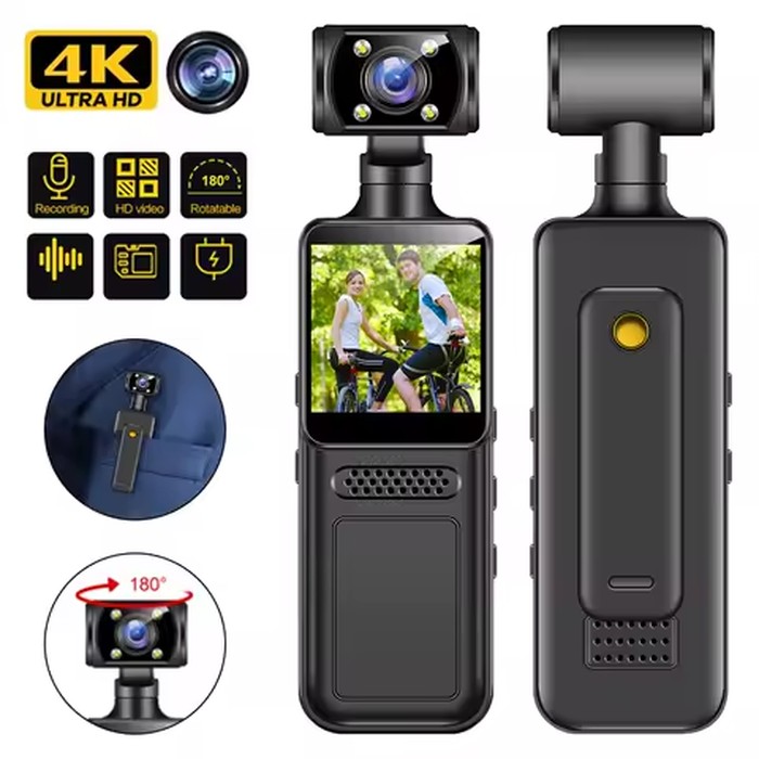 NEW 4K Ultra HD Action Mini Camera 180 Rotatable Vlog Wifi Sports Cam Waterproof Case Helmet Travel Bicycle Driver Recorder