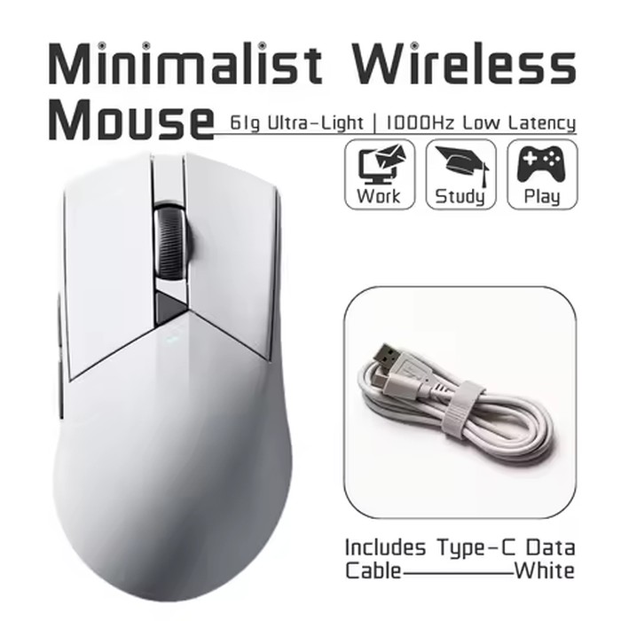 Wireless Mouse Bluetooth 2.4G Dual Mode 12800 DPI 1000Hz Rechargeable Gaming Mouse Lightweight 61g Ergonomic Mouse for PC Laptop Tablet