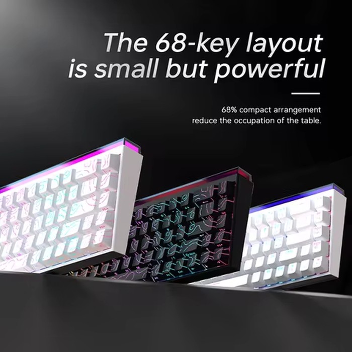 Mechanical Keyboard AJAZZ NK68 68-key hot-swappable gaming keyboard with RGB backlit keys ergonomic design and USB wired