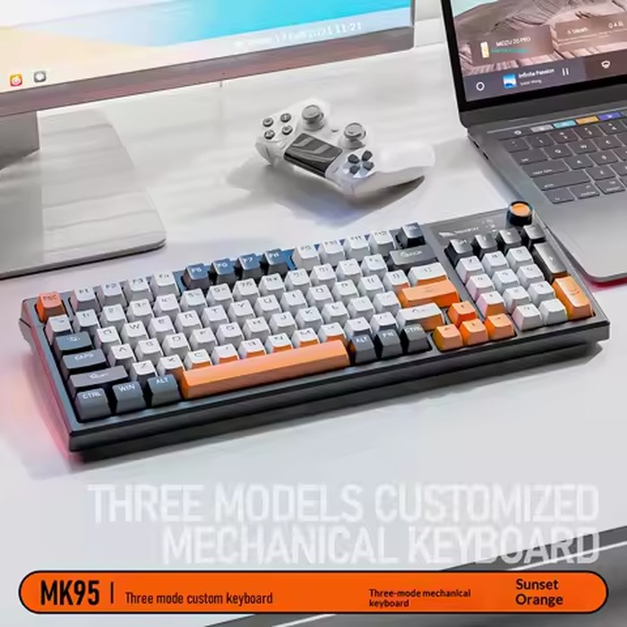 SMAILWOLF MK95 Bluetooth Wireless Three-Mode Mechanical Keyboard Korean Customized Office Gaming Laptop with RGB Lighting Effect