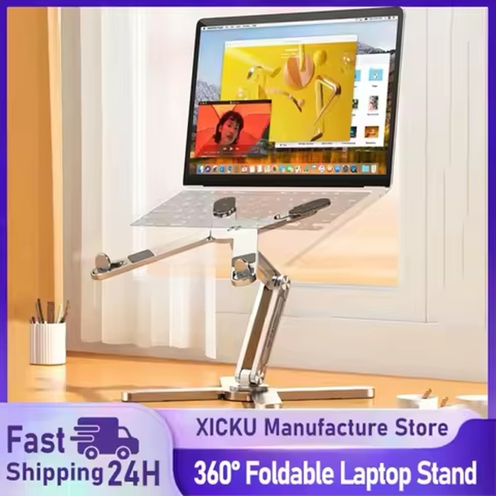 Foldable Laptop Stand 360° Rotation Notebook Table Aluminum Alloy Holder Portable Book Tablet Bracket with Heat Dissipation