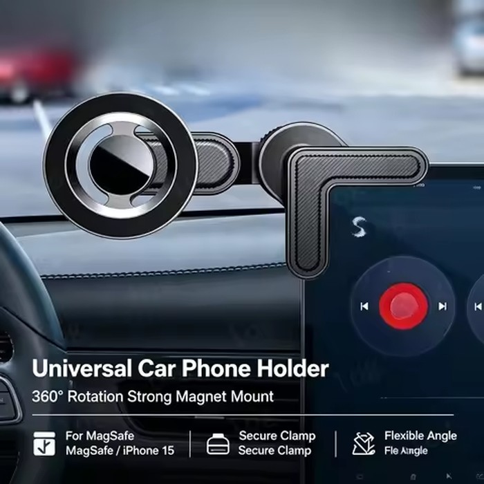 Universal Magnetic Phone Holder for Car Display Screen 360 Degree Rotation Strong Magnet Car Mount for iPhone 15 MagSafe Xiaomi