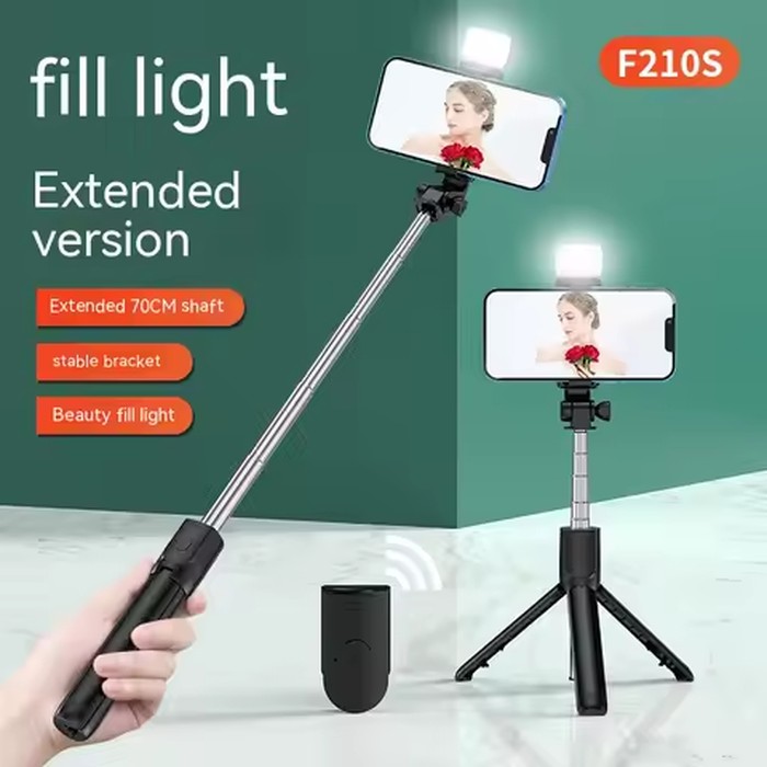 All In One Portable Tripod for iphone Selfie Stick With Fill Light Extendable Phone Stand for Live streaming BT Remote Control