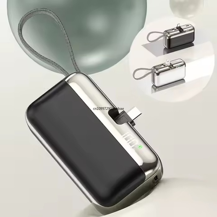 20000mAh Mini Capsule Power Bank 22.5W 20W Fast Charging Built-in Plug Cable Portable External Battery Charger For iPhone Xiaomi