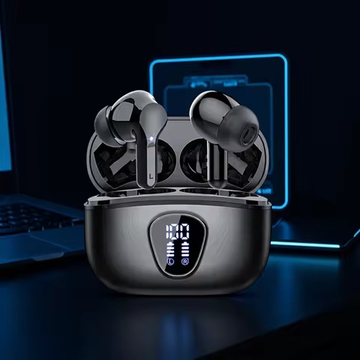 New Wireless Earbuds HiFi Stereo Headphones BT5.3 with ENC Noise Cancelling 48H LED Display Ear Buds IP7 Waterproof Earphones