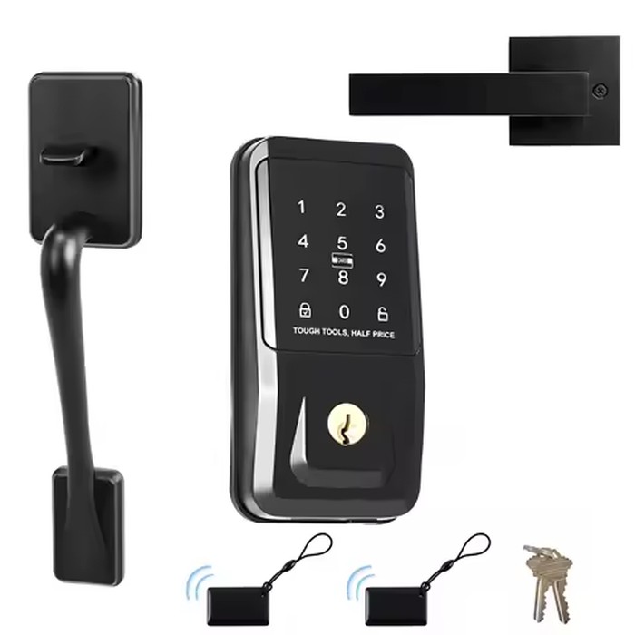 SucceBuy Keyless Entry Door Lock Set Touchpad Deadbolt with IC Card Customizable Codes Auto Lock Anti-Peeking Backlit for Home