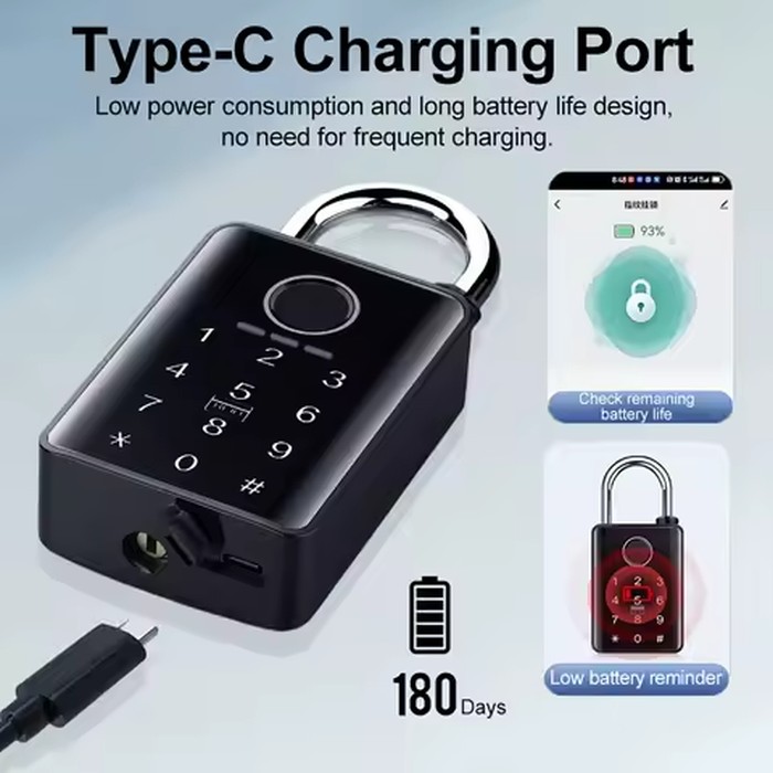 7/10mm Waterproof Tuya Padlock Fingerprint IC Card Password Electronic Lock Heavy duty Padlock for home Warehouse garage