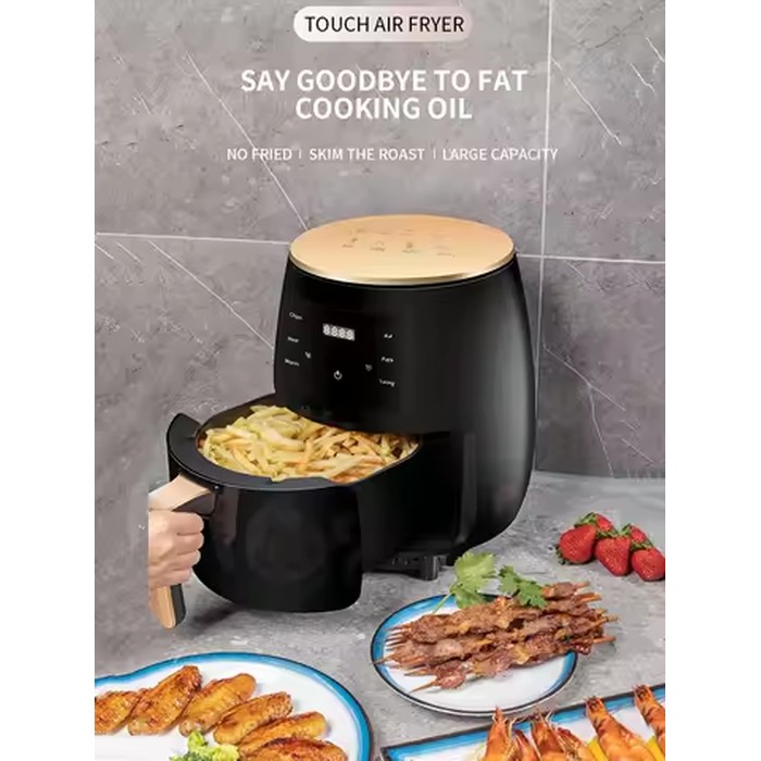 1 Black Touchscreen Home Use/Multi-functional Air Fryer/Bread/Roast Chicken/Pizza/Chicken Wings/Homemade BBQ/Steak/Non-stick Pan