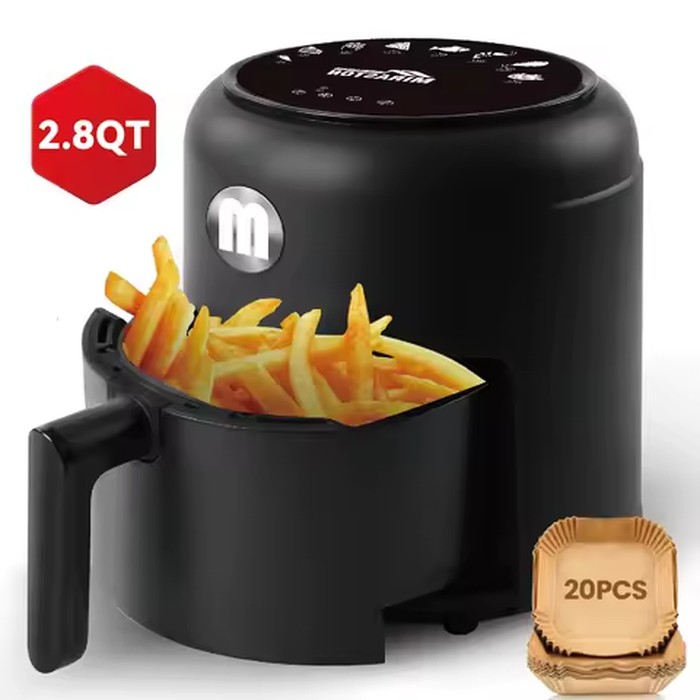 2.8QT Digital Air Fryer, Space-Saving Mini Personal Air Fryers, Nonstick Basket for Dishwasher-Safe, Fast Cooking with 20Pcs