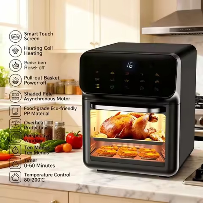 Air fry household multifunctional large-capacity electric oven touch-screen visual electric fryer