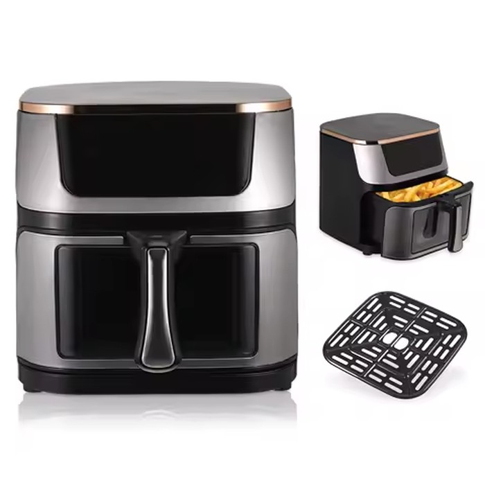 Smart Touch Air Fryer Stainless Steel Visible Large Capacity Electric Oven Touch Screen Multifunctional Electric Fryer EU Plug