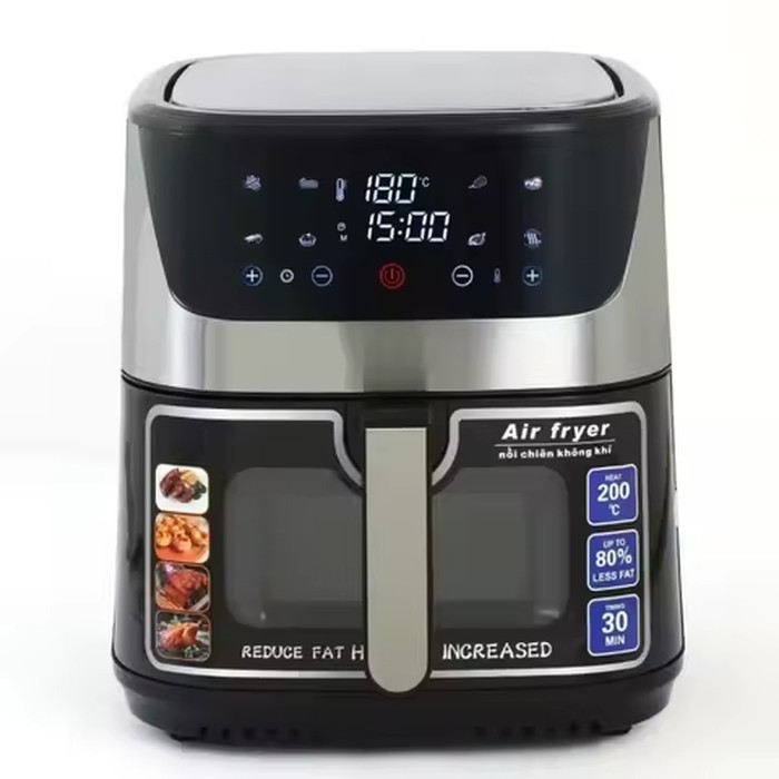 Household Large Capacity Visible Air Fryer, Stainless Steel, Automatic Multi-functional Electric Air Fryer