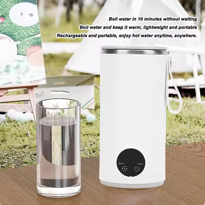 Travel Electric Kettle Cordless Rechargeable 400ML 55°C Stainless Steel Travel Hot Water Boiler for Milk Travel Electric Kettle