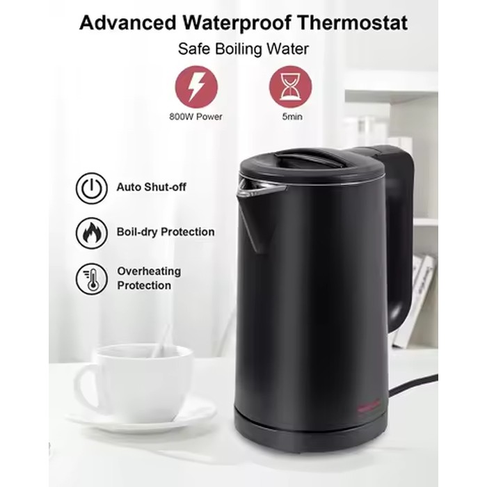 2026 New Upgrade 0.8L Electric Kettle Stainless Steel, 800 Watts Small Electric Kettle 27 Ounce Fast Boil Auto Shut-off, Portabl