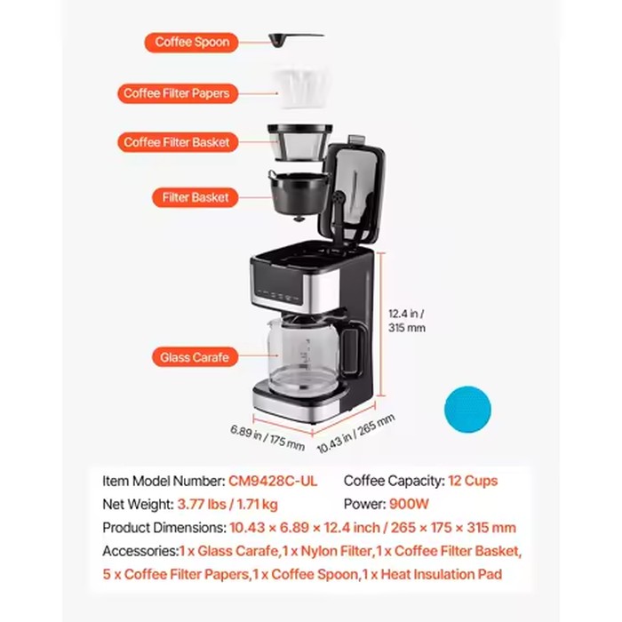 Programmable Coffee Maker, 12 Cup Programmable Drip Coffee Makers with Touch Screen, 4-Hour Keep Warm Coffee Makers Drips, 2 Brew Strengths Drip Coffee Machine for Home, 24-Hour Programmable