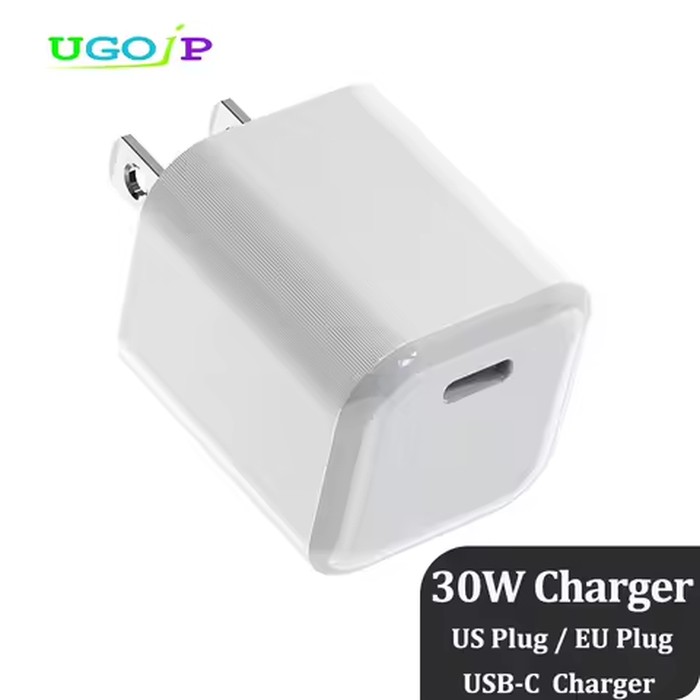 UGOjP 30W GaN USB C Charger US EU Plug PD PPS Fast Charging Adapter Compact Type C Phone Charger for iPhone Samsung Xiaomi iPad