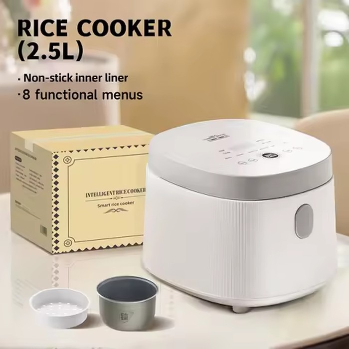 2.5L Electric Rice Cooker with Non-stick Inner Pot 2-3 People MultiCooker Mini Cooking Machine Steamed Smart Rice Cooker Kitchen