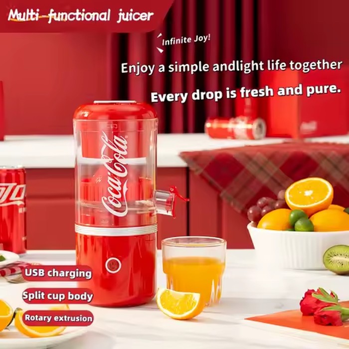 Coca Cola Handheld Usb Personal Mini Juicer,Portable Blender Juicer, Full-automatic Multifunctional Juicer for Travel Home Use