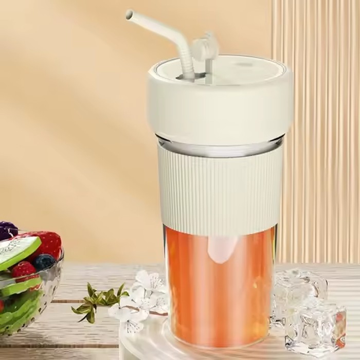 Portable Wireless Electric Fruit Juicer Cup Handheld Plastic Juice Blender Cup with Straw Transparent Juice Extractor Cup Home