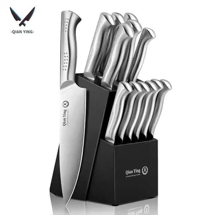 14-piece Stainless Steel Cutting Kitchen Knife Cutlery Set with Holder Chef Professional Cooking Tools, Premium Knife Set Gift