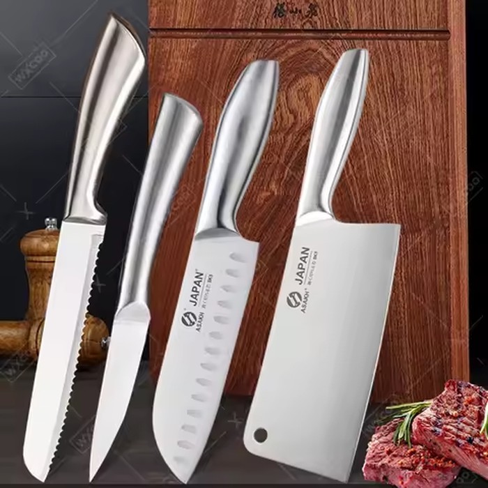 All Steel Kitchen Knife Set 7inch Santoku Knife Multi-Purpose Butcher Knife Bread Cutting Melon Fruit Knife Kitchen Accessories