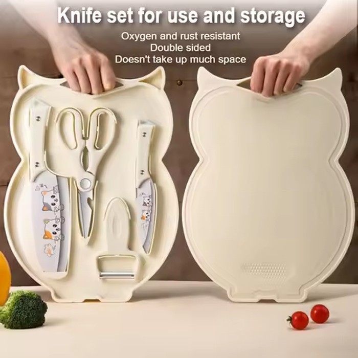 PLYS-Knife set, household kitchen knife can be stored chopping board 2 in 1, auxiliary kitchen knives complete set
