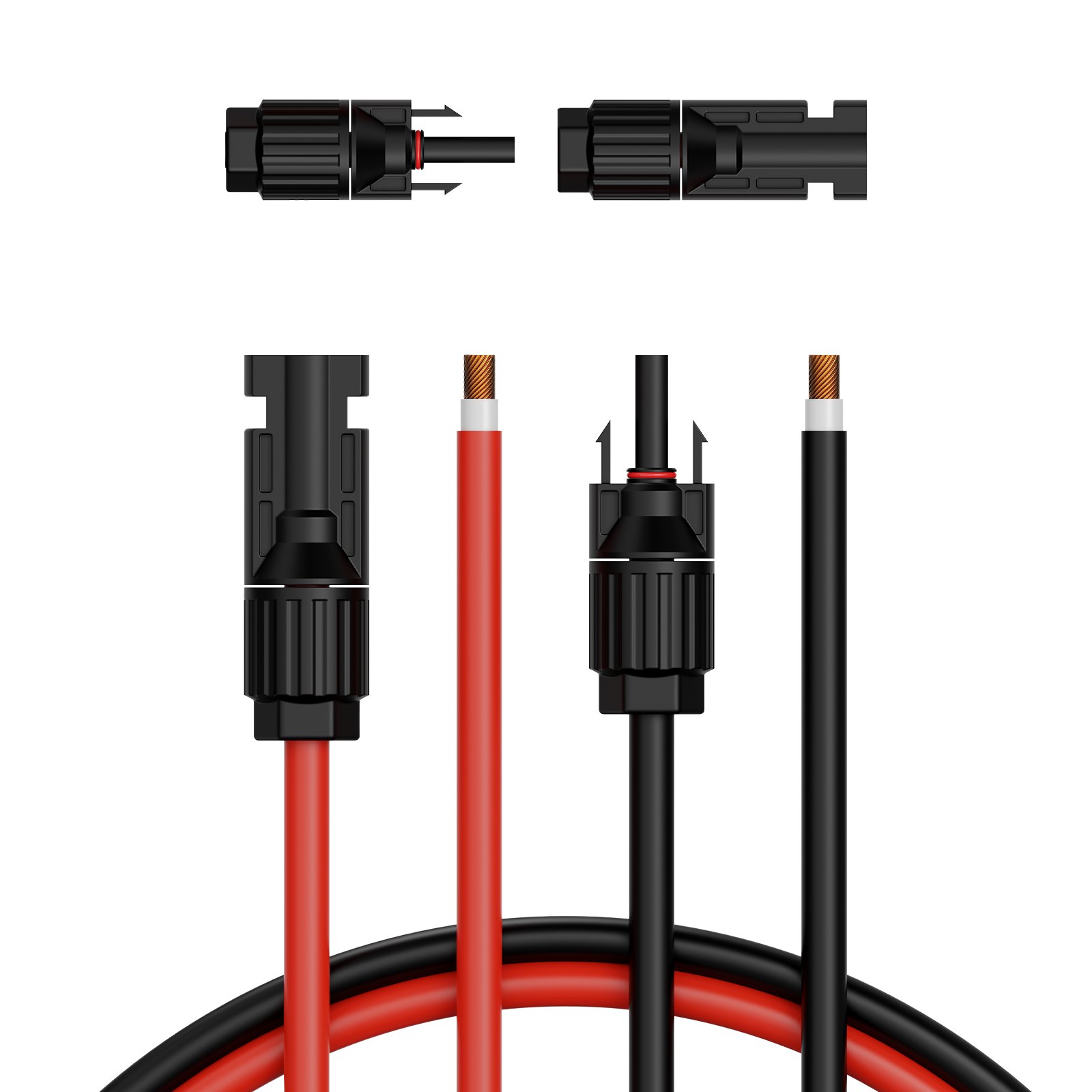 30FT Solar Panel Extension Wire With Female & Male Connectors 10AWG 1 Pair
