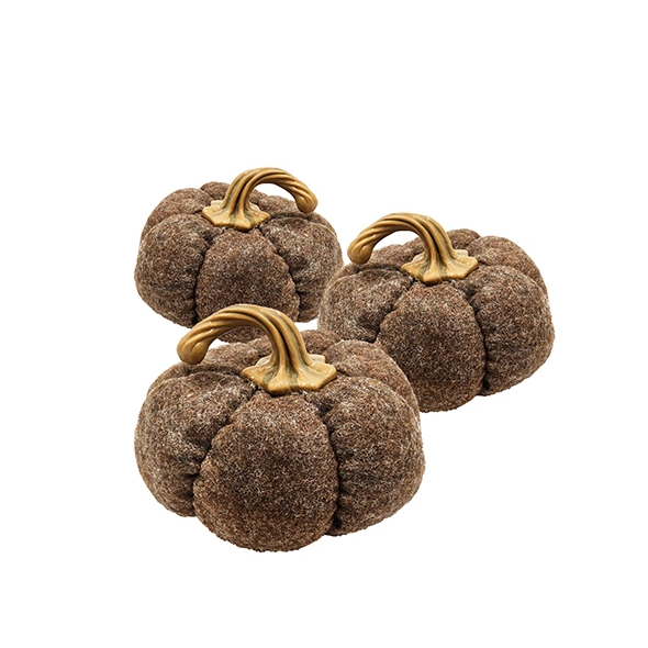 Set Of 3, 8.3x8.3x5.5 Brown Pumpkin, Pumpkin Ornament Decor For Holiday Harvest Festival Fall Festival Thanksgiving