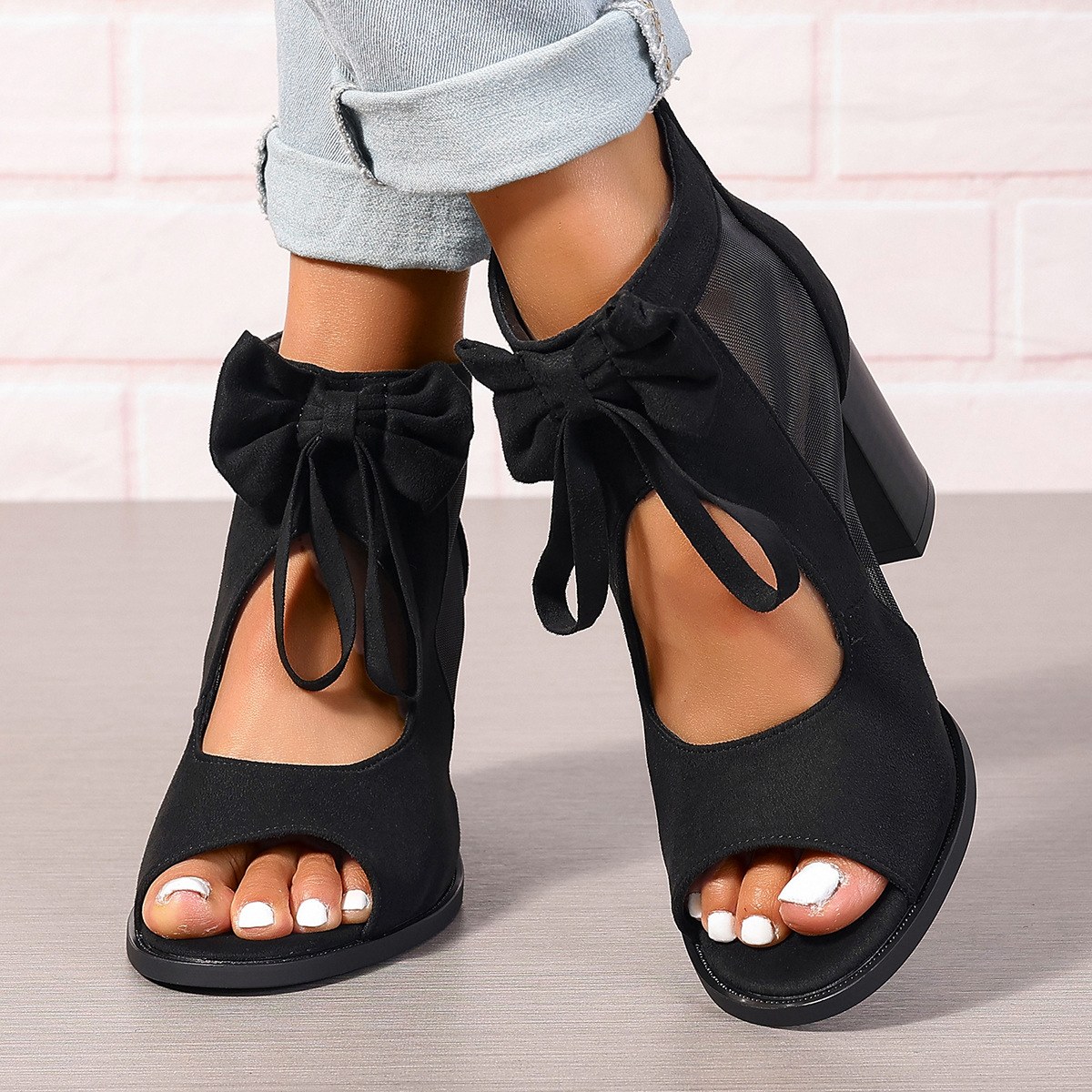 Bow-detail Platform Dress Sandals — Black-39