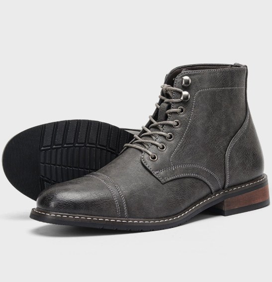 Retro PU Lace-up Work Boots — AL6646-44