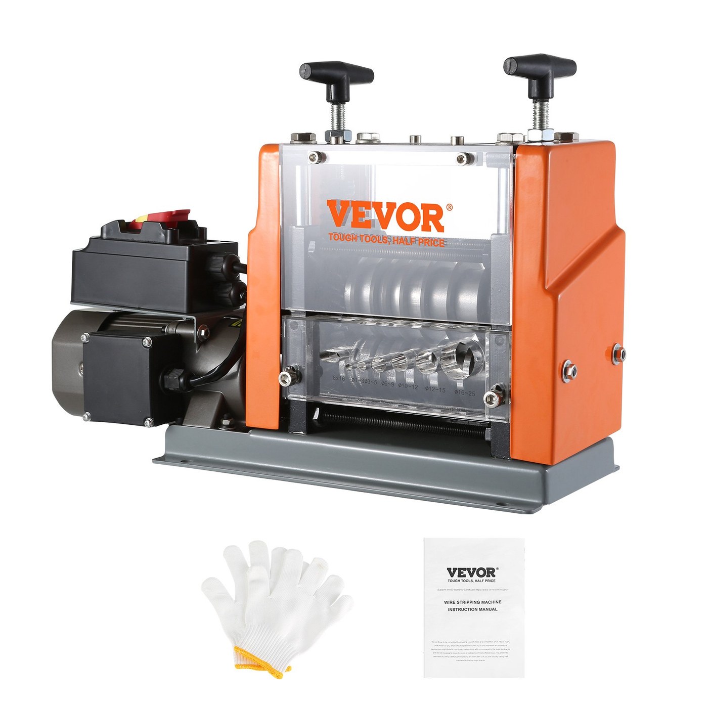 Automatic Wire Stripping Machine, Electric Motorized Cable Stripper, 60 W, Wire Peeler With Visible Stripping Depth Reference, 6 Round 1 Flat Channels For Scrap Copper Recycling — 60W