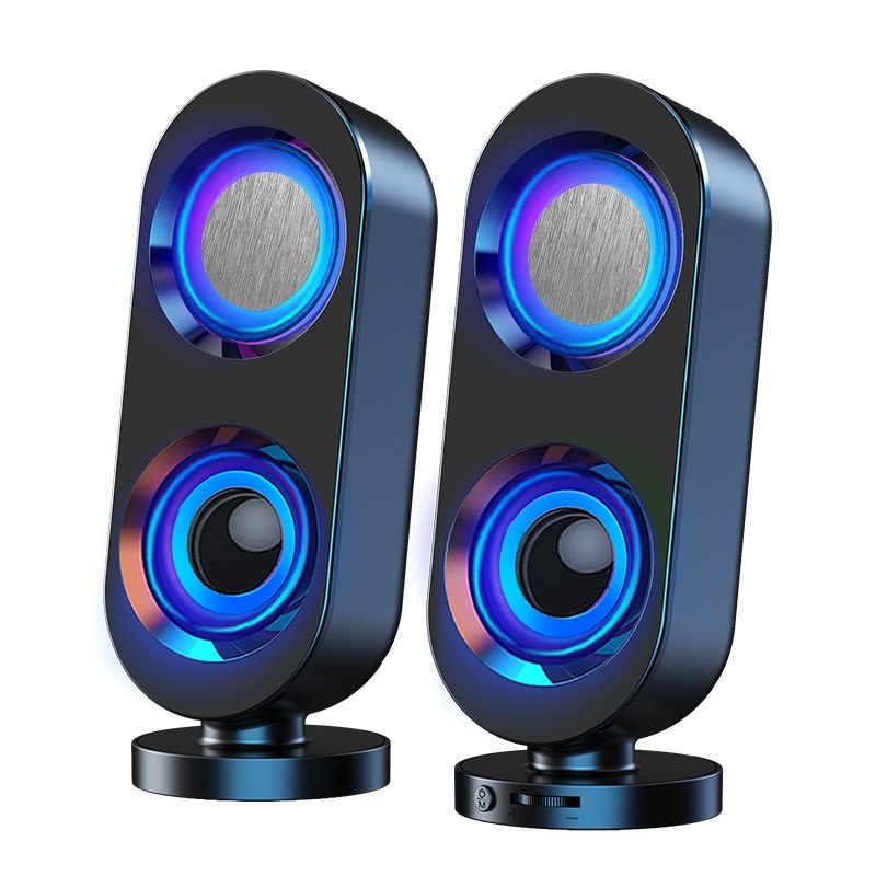 USB RGB Desktop Speaker Pair — Black-Wired Glare Version