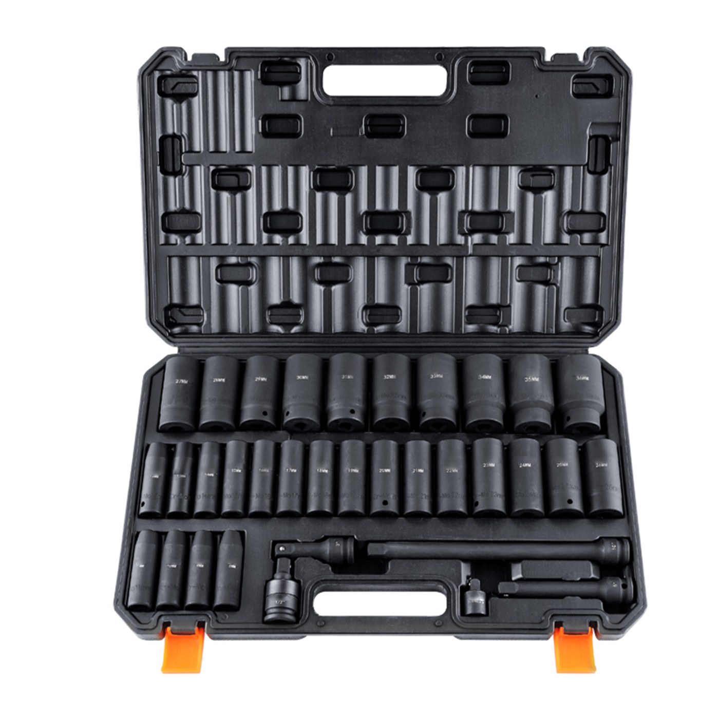 VEVOR Drive Deep Impact Socket Set, 34pcs Socket Set Metric 8-36mm 6 Point Cr-MO Alloy Steel For Auto Repair, Rugged Construction, Includes Heavy Duty Storage Case — Default
