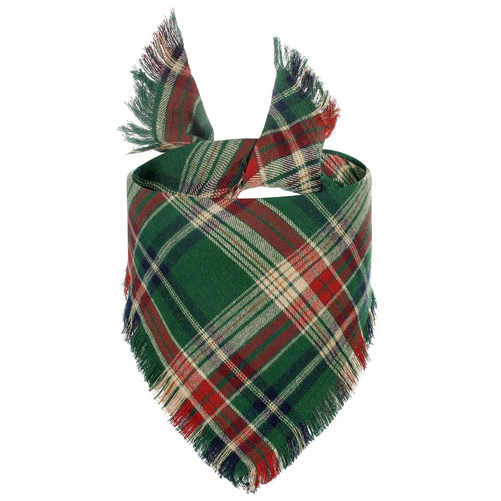 Thanksgiving Plaid Pet Bandana — Green
