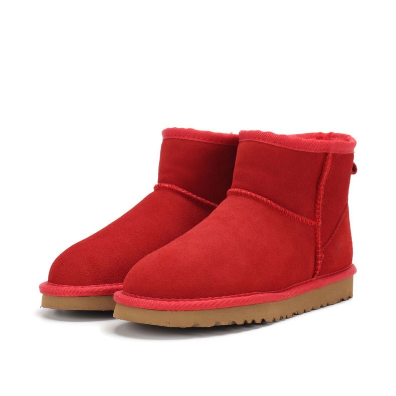 Red Low-cut Winter Boots — Watermelon Red-39