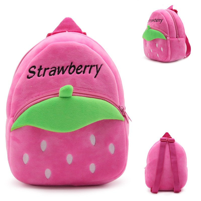 Strawberry Plush Mini Backpack — Pink