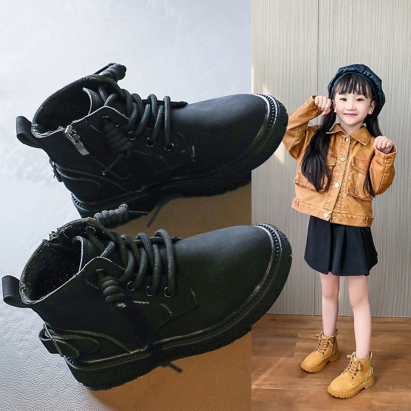 Children's Side-zip Ankle Boots — Black-31
