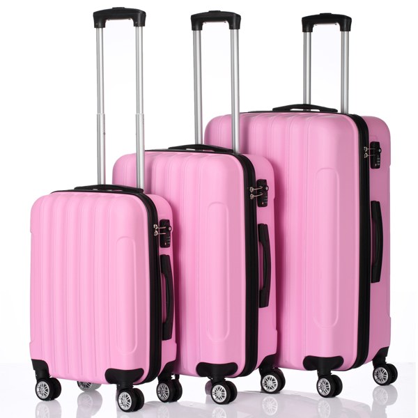 Three-piece Rolling Suitcase Set — Pink