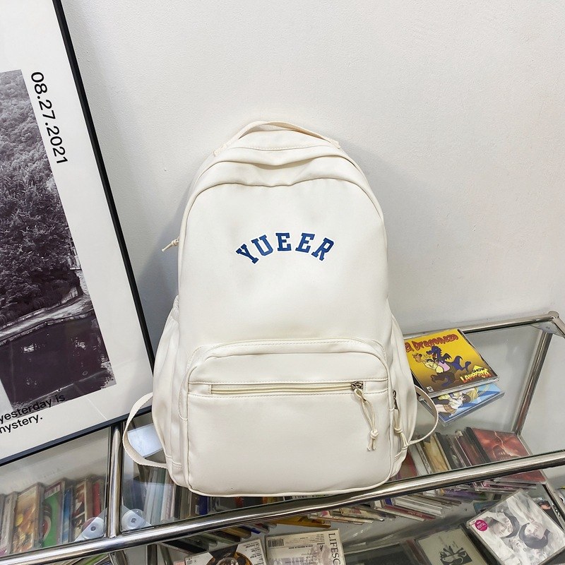 Nylon School Backpack — White