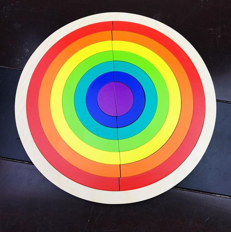 Wooden Rainbow Arch & Circle Building Blocks — 14 pcs set