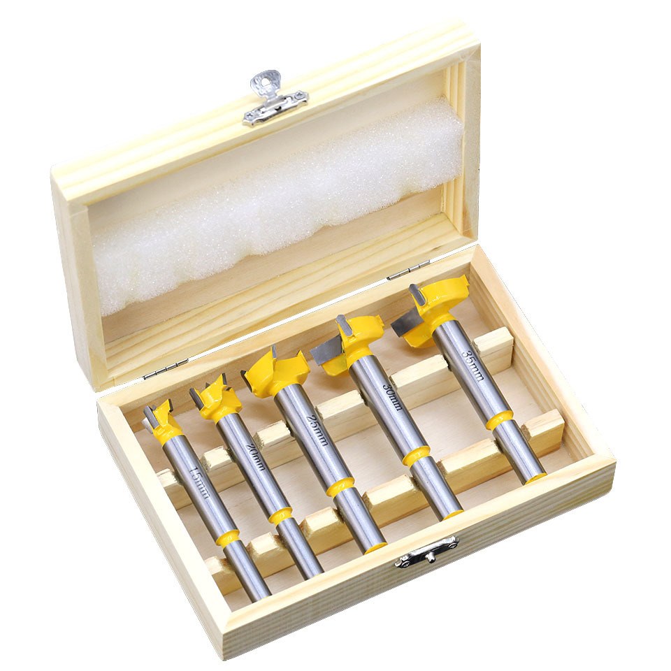 Woodworking Hole Opener Hand Electric Drill Wood Reamer Bit Hinge Alloy Plastic Gypsum Board Wood Hole Extractor — 5 sets