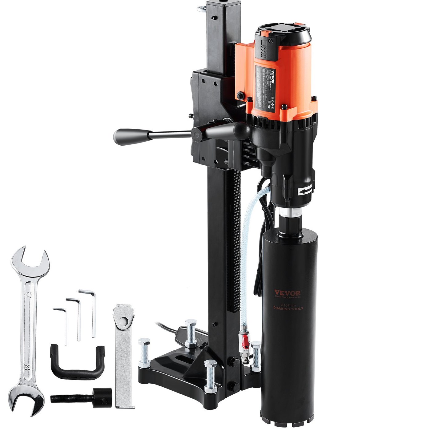 Diamond Core Drilling Machine, 8in Wet&Dry Concrete Core Drill Rig With Stand, 750RPM Speed — Black