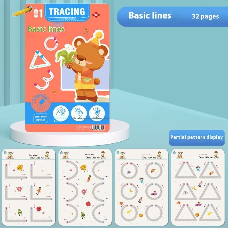 Basic Line Tracing Practice Book — 32 Basic Lines