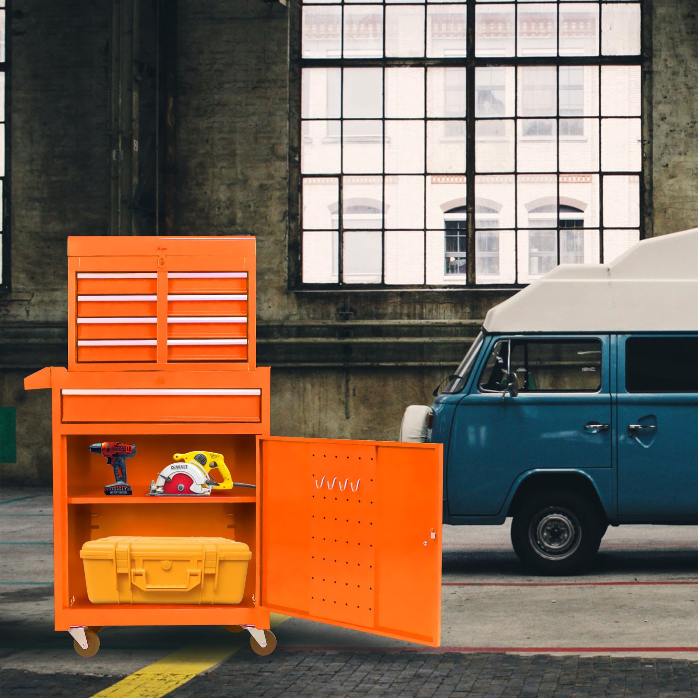 Metal Tool Storage Cabinets — Orange
